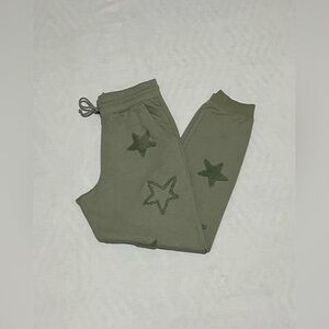 Olive + Oak Sage Green Star Embroidered Joggers - Size Large